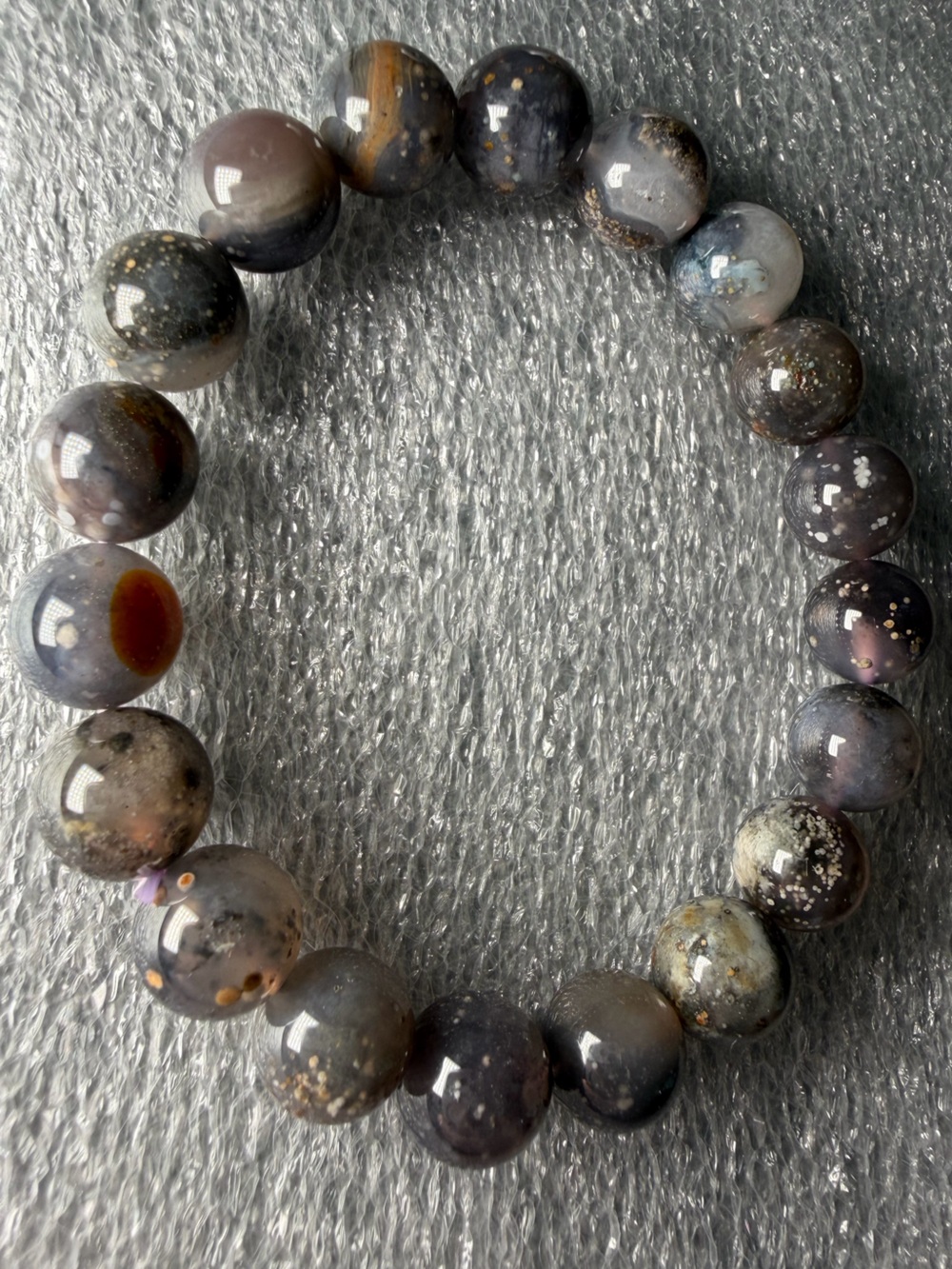 “Black Starry” 10MM Jelly Ocean Jasper Natural Crystal Bracelet